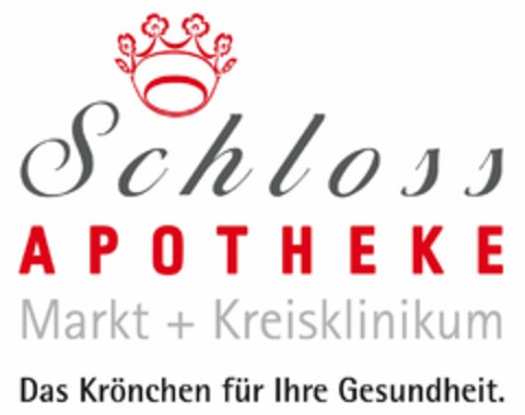 Schloss APOTHEKE Markt + Kreisklinikum Das Krönchen für Ihre Gesundheit. Logo (DPMA, 30.07.2023)