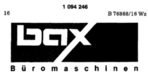 bax Büromaschinen Logo (DPMA, 24.04.1985)