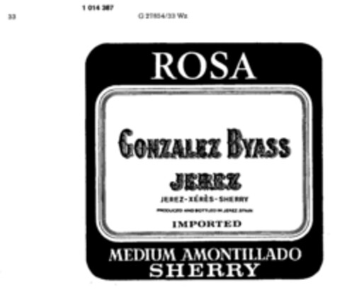 ROSA GONZALES BYASS JEREZ Logo (DPMA, 18.03.1980)