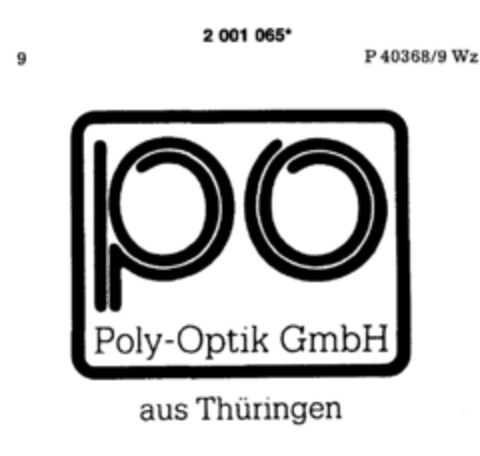po Poly-Optik GmbH Logo (DPMA, 03.12.1990)