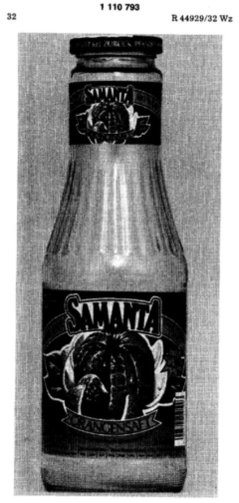 SAMANTA ORANGENSAFT Logo (DPMA, 10.12.1986)