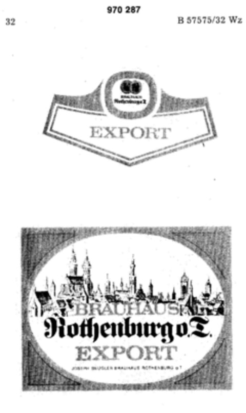 BRAUHAUS Rothenburg o.T. EXPORT Logo (DPMA, 01/27/1977)