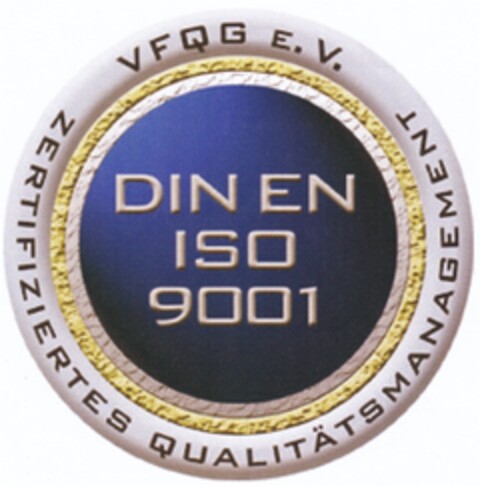 DIN EN ISO 9001 VFQG E.V. ZERTIFIZIERTES QUALITÄTSMANAGEMENT Logo (DPMA, 01/04/2010)