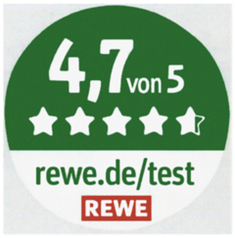4,7 von 5 rewe.de/test REWE Logo (DPMA, 17.03.2021)