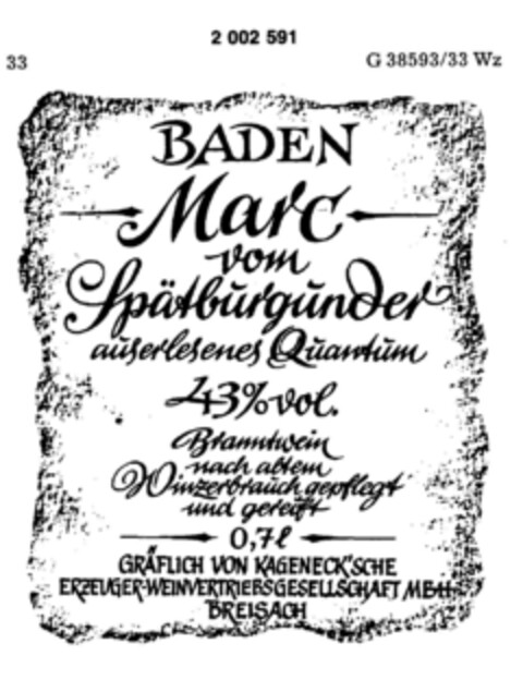 BADEN Marc Spätburgunder Logo (DPMA, 04.10.1990)