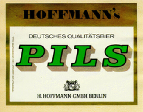 HOFFMANN`s PILS DEUTSCHES QUALITÄTSBIER Logo (DPMA, 29.06.1970)