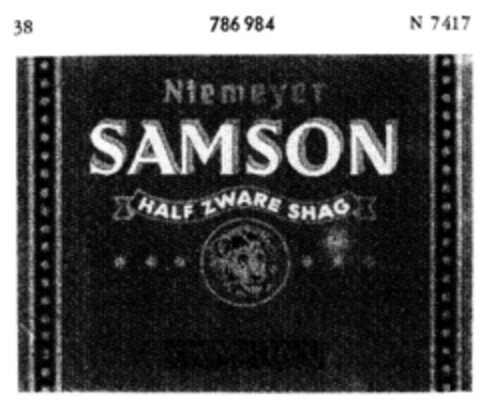 Niemeyer SAMSON HALF ZWARE SHAG Logo (DPMA, 18.07.1961)