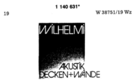 WiLHELMi AKUSTIK DECKEN+WÄNDE Logo (DPMA, 12/24/1988)