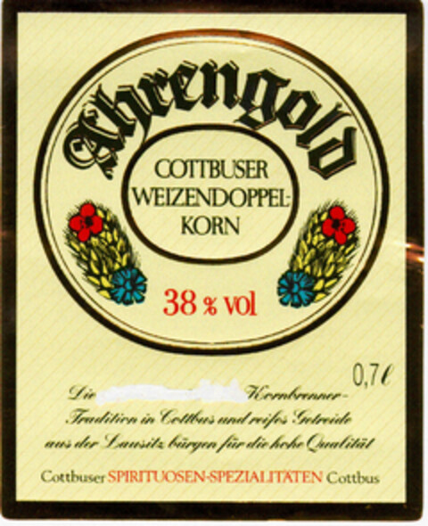 Ährengold COTTBUSER WEIZENDOPPELKORN Logo (DPMA, 27.04.1991)