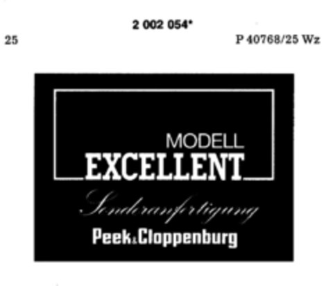 MODELL EXCELLENT Sonderanfertigung Peek & Cloppenburg Logo (DPMA, 09.03.1991)