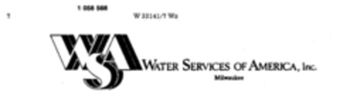 WSA WATER SERVICES OF AMERICA, Inc. Logo (DPMA, 04/14/1983)