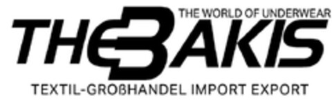 THE BAKIS THE WORLD OF UNDERWEAR TEXTIL-GROßHANDEL IMPORT EXPORT Logo (DPMA, 09.10.2015)