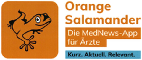 Orange Salamander Die MedNews-App für Ärzte Kurz. Aktuell. Relevant. Logo (DPMA, 19.05.2022)