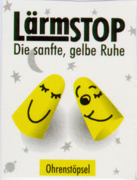 LärmSTOP Die sanfte, gelbe Ruhe Ohrenstöpsel Logo (DPMA, 27.01.1995)