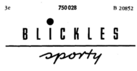 BLICKLES sporty Logo (DPMA, 06/08/1959)