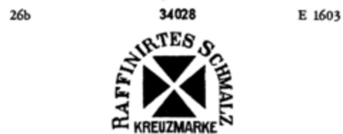 KREUZMARKE RAFFINIRTES SCHMALZ Logo (DPMA, 20.05.1898)