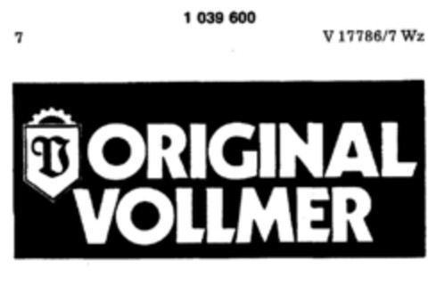 ORIGINAL VOLLMER Logo (DPMA, 11/28/1981)