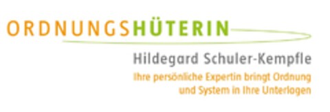 ORDNUNGSHÜTERIN Hildegard Schuler-Kempfle Ihre persönliche Expertin bringt Ordnung und System in Ihre Unterlagen Logo (DPMA, 30.06.2016)