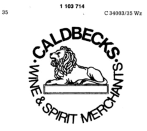 CALDBECKS WINE & SPIRIT MERCHANTS Logo (DPMA, 30.03.1985)