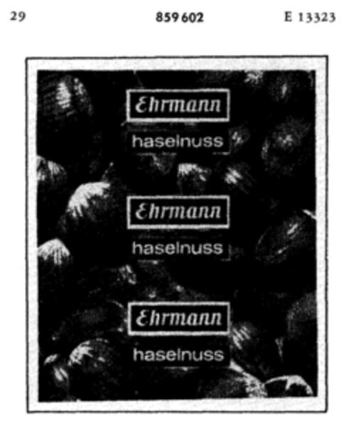 Ehrmann haselnuss Logo (DPMA, 03/23/1968)