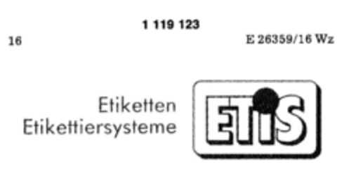 ETIS Etiketten Etikettiersysteme Logo (DPMA, 09.01.1987)