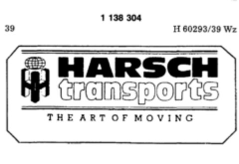 HARSCH transports THE ART OF MOVING Logo (DPMA, 09/29/1988)