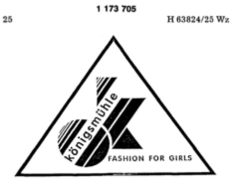 Königsmühle FASHION FOR GIRLS Logo (DPMA, 07/09/1990)