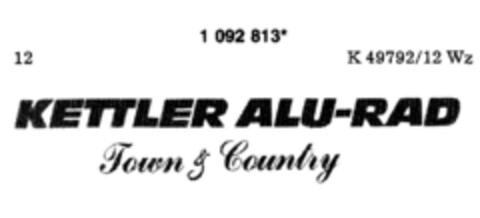 KETTLER ALU-RAD Town & Country Logo (DPMA, 13.05.1986)