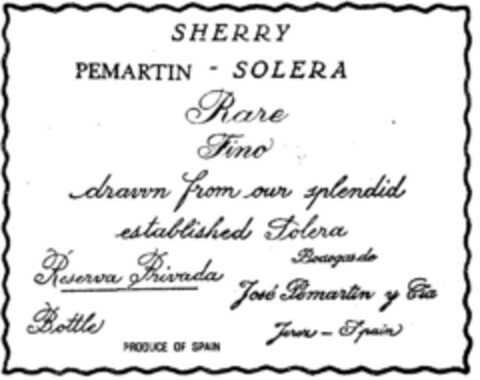 SHERRY PEMARTIN-SOLERA Logo (DPMA, 04.12.1979)