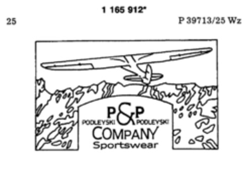 P&P PODLEYSKI & PODLEYSKI COMPANY SPORTSWEAR Logo (DPMA, 07.07.1990)