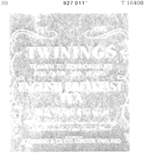 TWININGS ENGLISH BREAKFAST TEA Logo (DPMA, 09/19/1974)