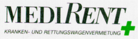 MEDIRENT KRANKEN-UND RETTUNGSWAGENVERMIETUNG Logo (DPMA, 14.09.1990)