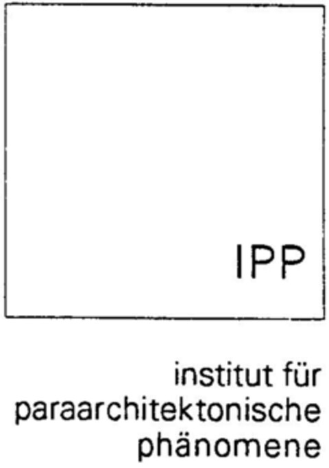 IPP institut für paraarchitektonische phänomene Logo (DPMA, 03/21/1997)