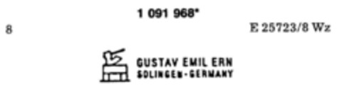 GUSTAV EMIL ERN SOLINGEN-GERMANY Logo (DPMA, 06.03.1986)