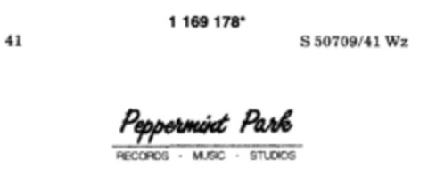 Peppermint Park RECORDS   MUSIC   STUDIOS Logo (DPMA, 08/23/1990)