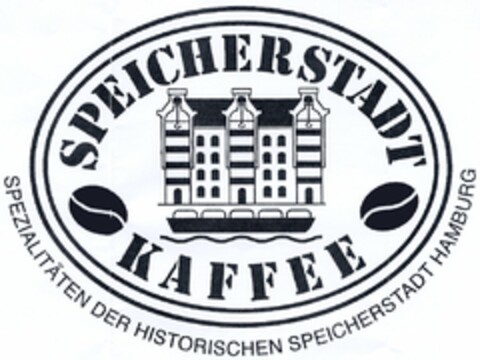 SPEICHERSTADT KAFFEE SPEZIALITÄTEN DER HISTORISCHEN SPEICHERSTADT HAMBURG Logo (DPMA, 08.01.2004)