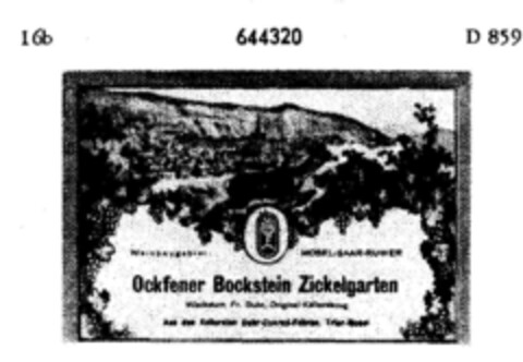 Ockfener Bockstein Zickelgarten Logo (DPMA, 06/15/1950)