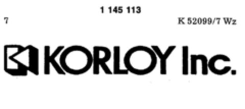 K KORLOY Inc. Logo (DPMA, 08.12.1987)