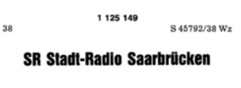 SR Stadt-Radio Saarbrücken Logo (DPMA, 09.12.1987)