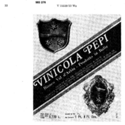 VINICOLA PEPI Bianco Val d`Arbia - Prodotto in Italia Logo (DPMA, 09.12.1976)
