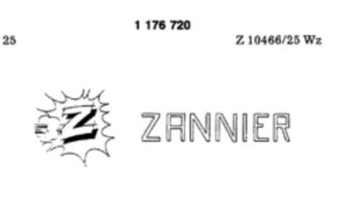Z ZANNIER Logo (DPMA, 09/15/1990)