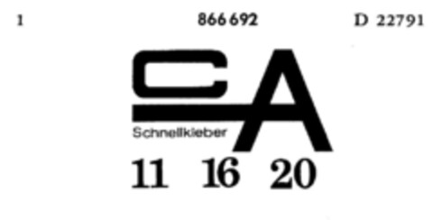 CA Schnellkleber 11 16 20 Logo (DPMA, 09.11.1968)