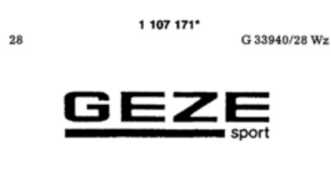 GEZE SPORT Logo (DPMA, 01/19/1987)