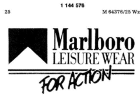 Marlboro LEISURE WEAR FOR ACTION Logo (DPMA, 20.01.1989)