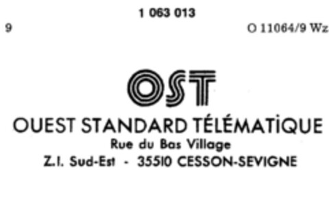 OST OUEST STANDARD TELEMATIQUE Logo (DPMA, 12/23/1982)