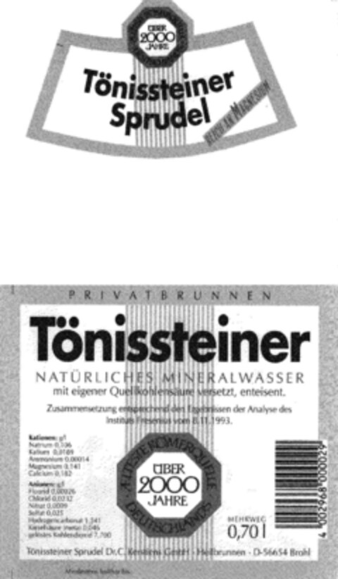 Tönissteiner Sprudel Logo (DPMA, 07/14/1994)