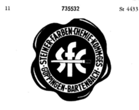 STEINER FARBEN CHEMIE KOMM GES  GÖPPINGEN-BARTENBACH sfc Logo (DPMA, 06/03/1959)