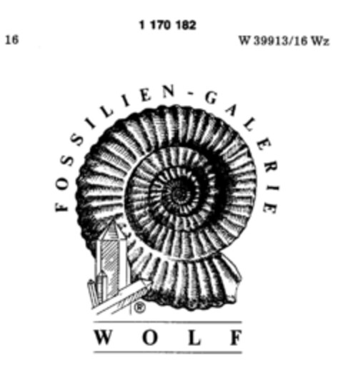 FOSSILIEN-GALERIE WOLF Logo (DPMA, 12/11/1989)