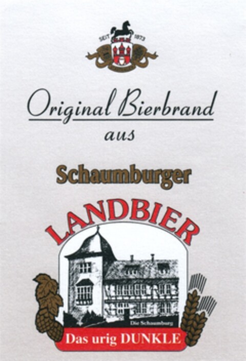 Original Bierbrand aus Schaumburger LANDBIER Das urig DUNKLE Logo (DPMA, 15.06.2010)