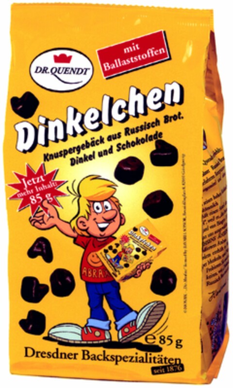 DR. QUENDT Dinkelchen Knuspergebäck aus Russisch Brot, Dinkel und Schokolade Logo (DPMA, 01.09.2004)